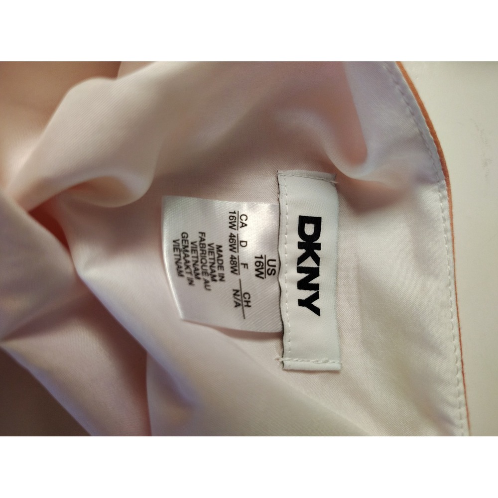 DKNY Womens Orange Watercolor Abstract Floral Cotton Midi Wrap Dress 16W NEW - Picture 3 of 9